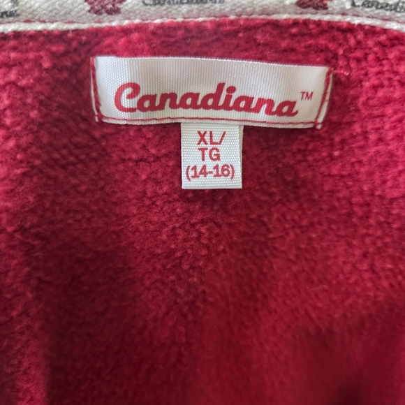 Canadiana Red Zip-Up Hoodie for Kids Size XL  14/16 - Picture 7 of 7